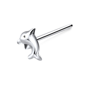 Dolphin Shaped Silver Straight Nose Stud NSKA-80